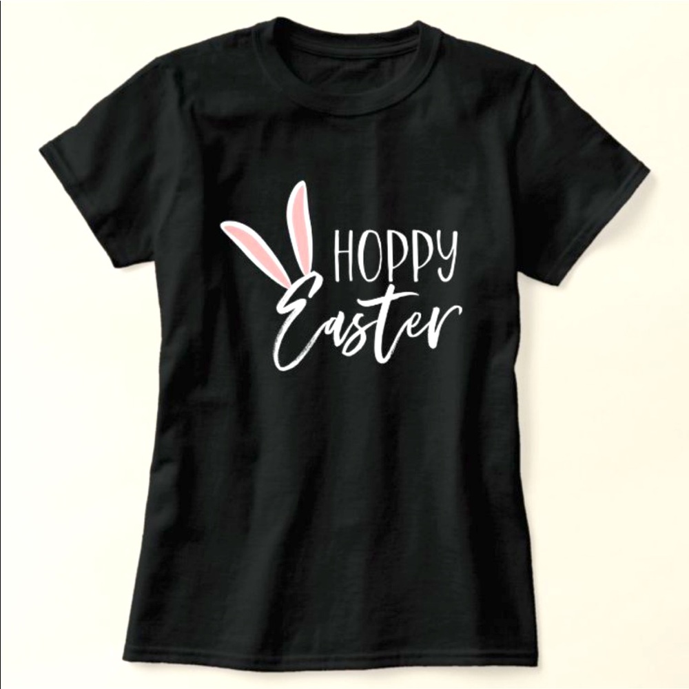 “HOPPY Easter” custom t-shirt with white writing
